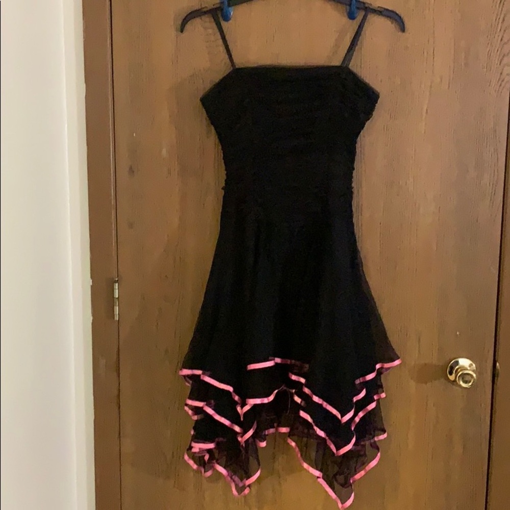 Strapless asymmetrical prom dance black dress sz 11/38